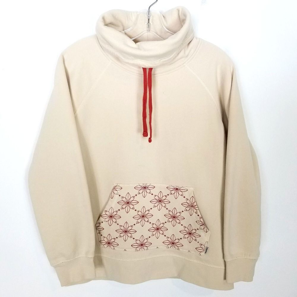 Burton Women's Indie Trip Crush Neck Sweatshirt Sz M Beige Pullover Ski Outdoor